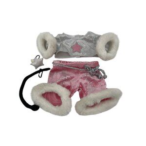 Build a Bear BAB Costume Set Rock Star Faux Fur Trim Microphone Star